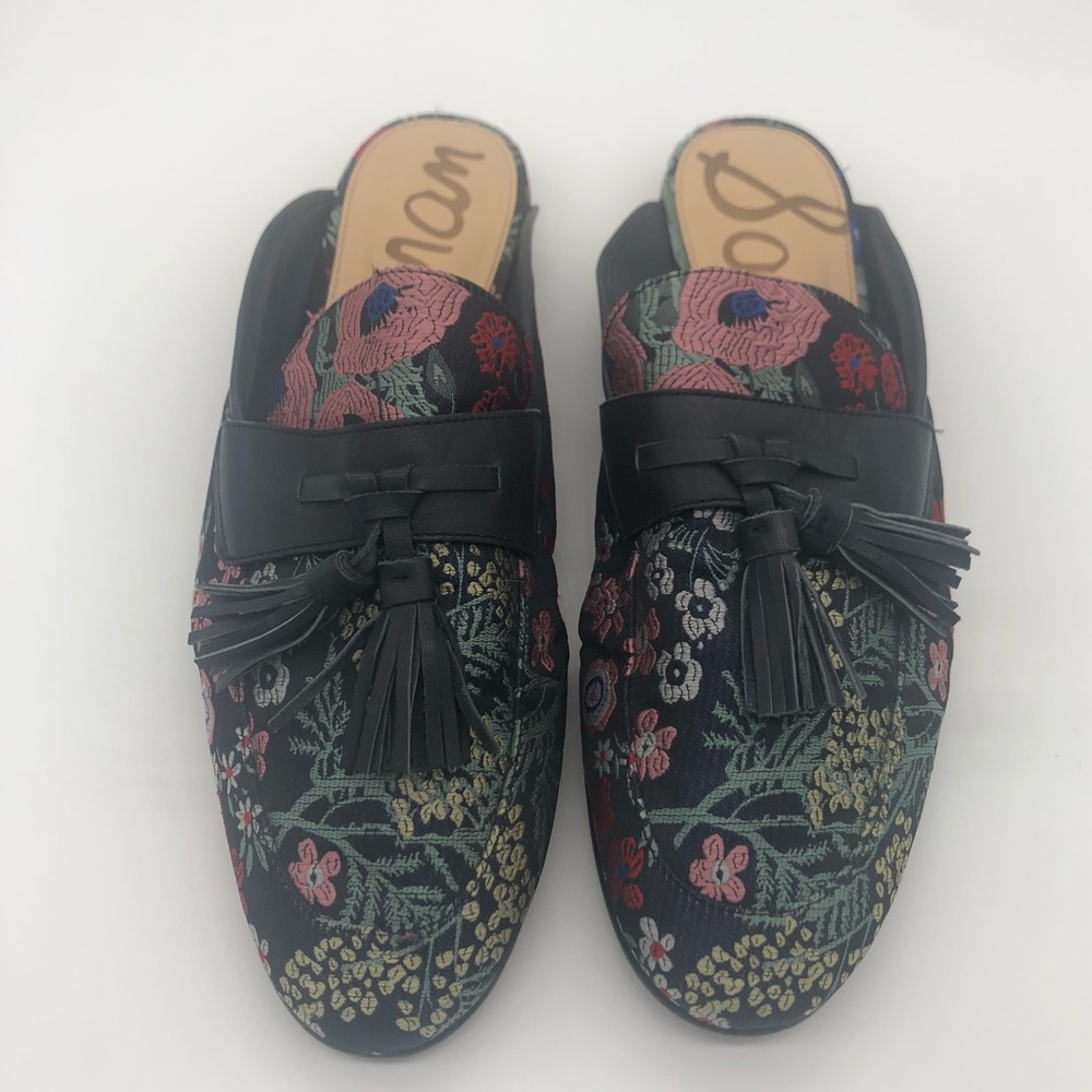 Sam Edelman Paris Floral Embroidered Tassel Mules